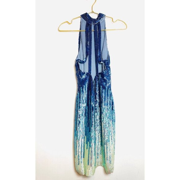 Versace Sequin Blue Couture Dress 38 - Picture 9 of 11